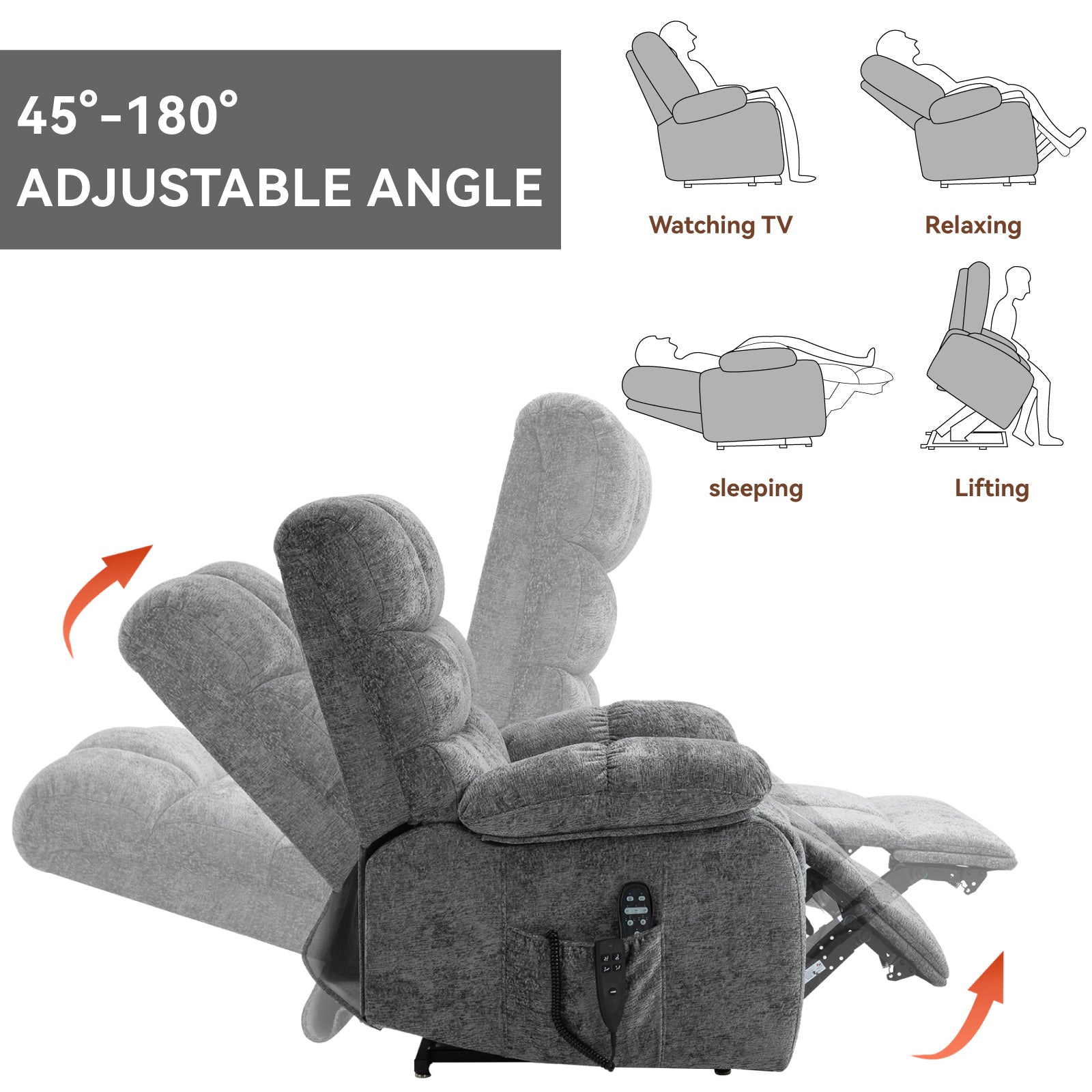 Dual-Motor Lift Recliner with Heat & Massage, 350 lb Capacity detail image 43