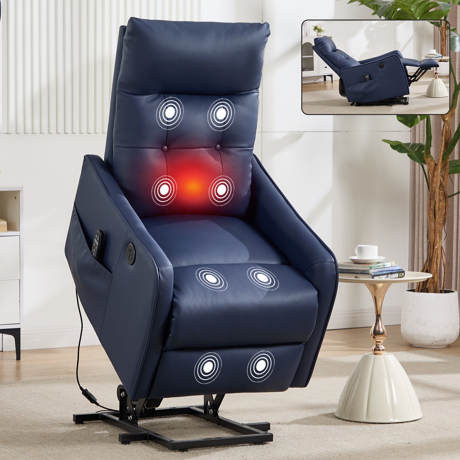 Single Motor Power Lift Recliner Chair with Massage & Heat detail image 83
