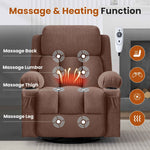 Swivel Rocker Recliner Chair with Vibration Massage, Heat, USB Port and Cup Holderrs detail image 4