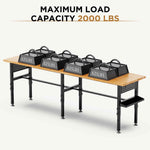 96" Adjustable Workbench with Pegboard & Power for workshop, garage, storage, or utility use