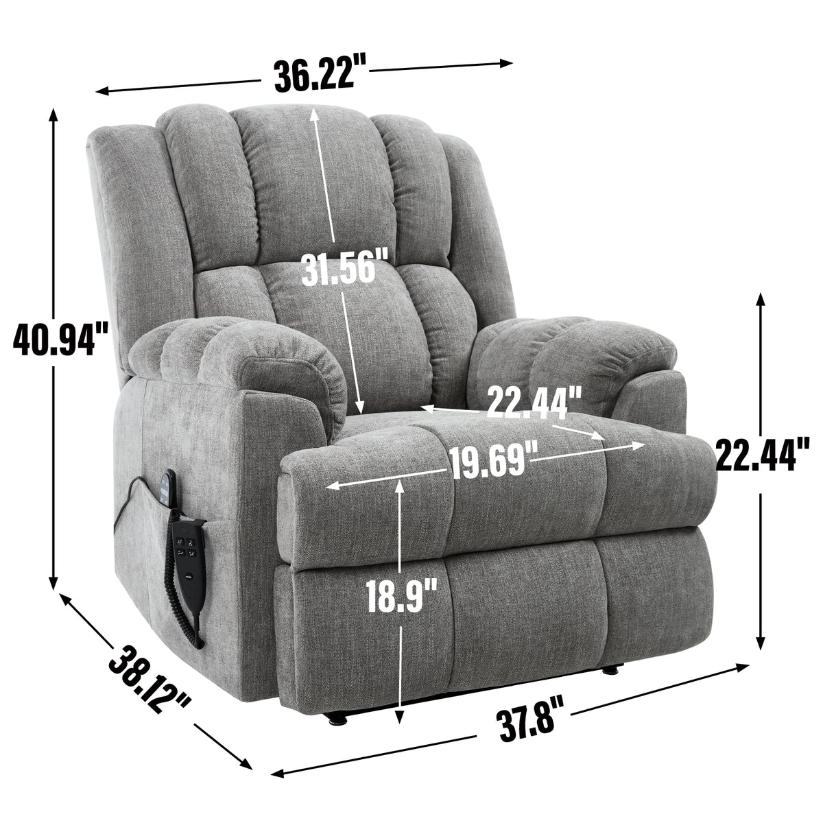 Dual-Motor Heat & Massage Power Lift Recliner, 350 lb Capacity detail image 68