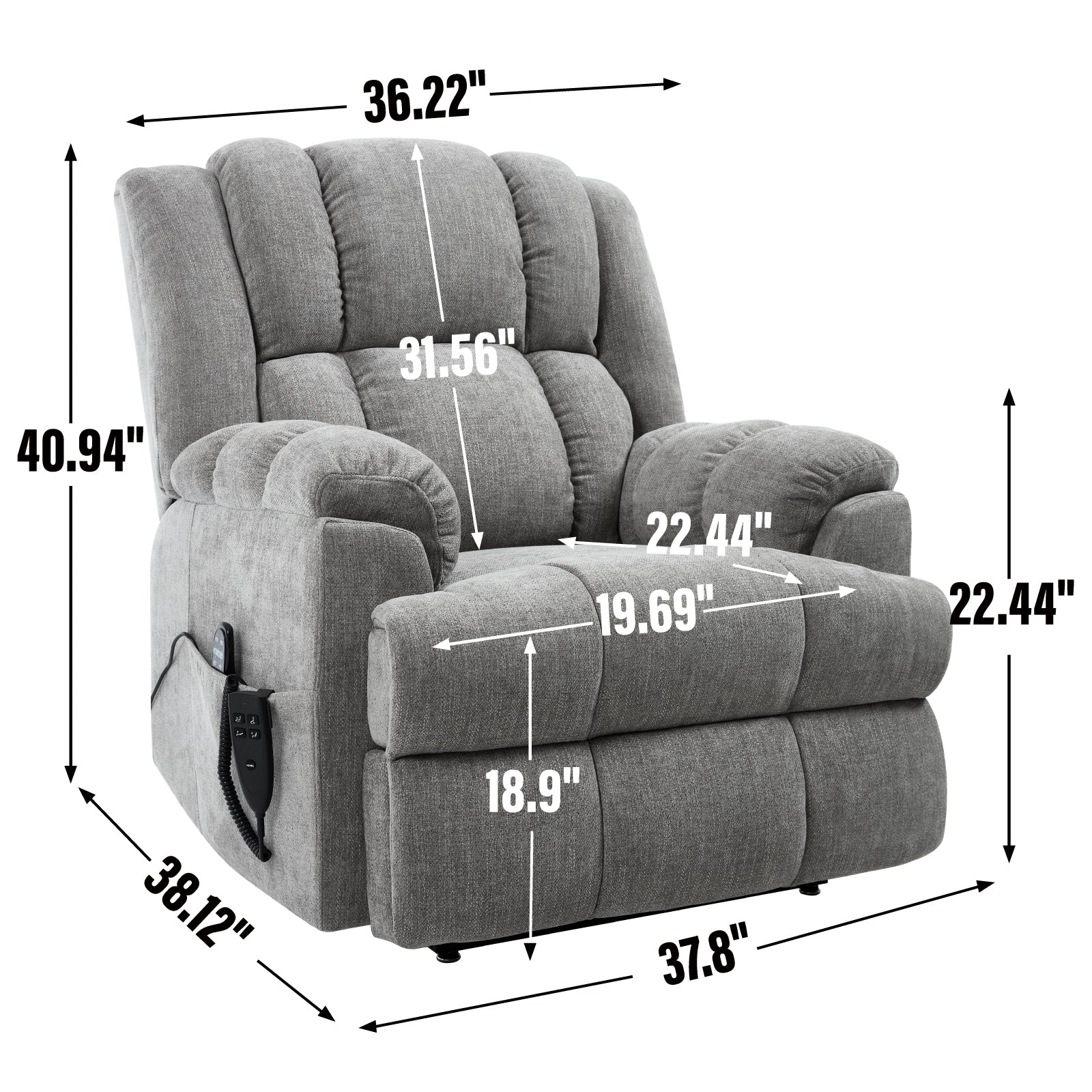 Dual-Motor Heat & Massage Power Lift Recliner, 350 lb Capacity detail image 68