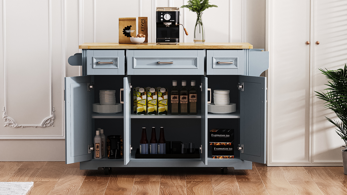 54 in. Rolling Kitchen Island with Drop Leaf & Storage product view 130