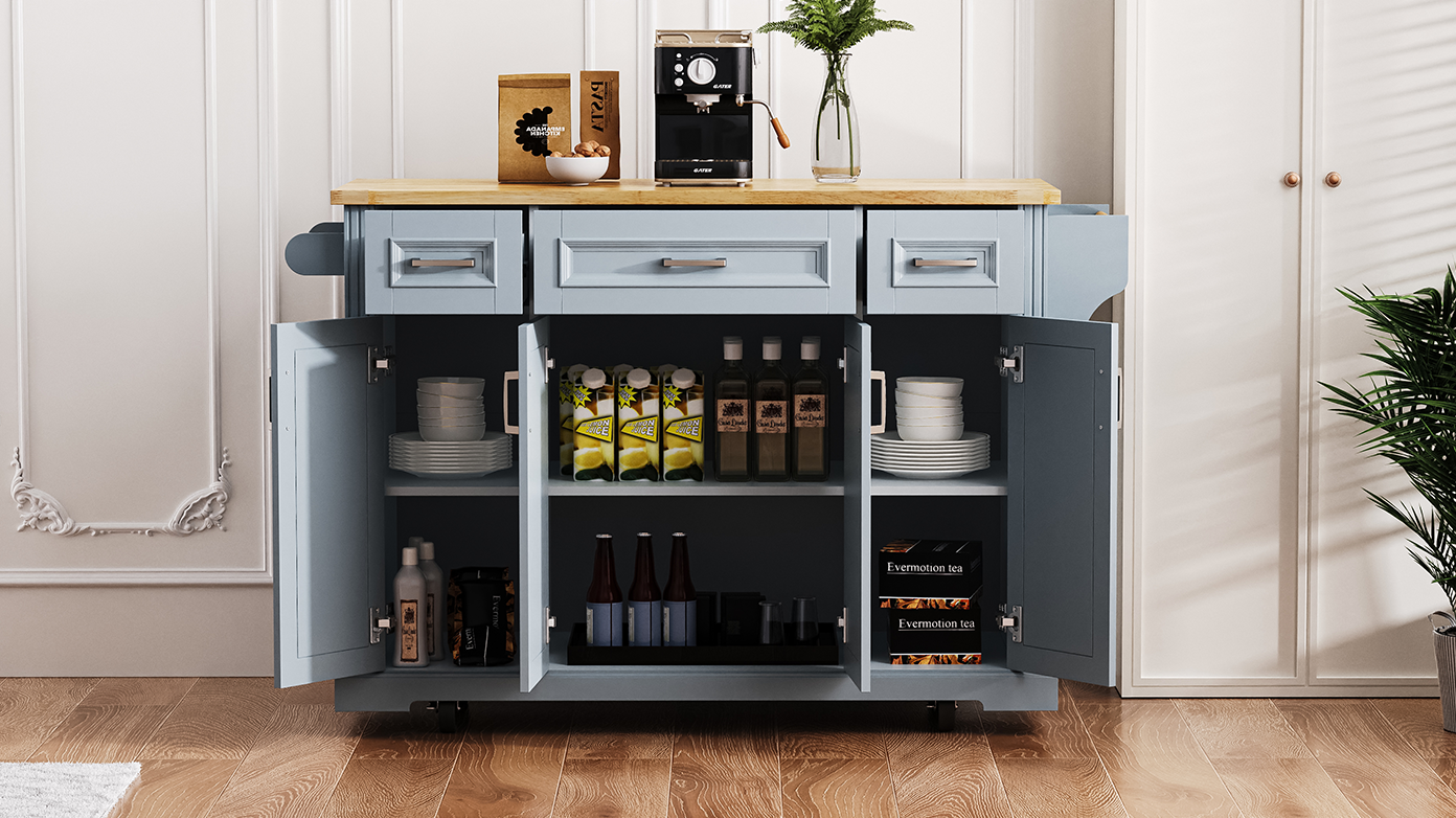 54 in. Rolling Kitchen Island with Drop Leaf & Storage product view 130