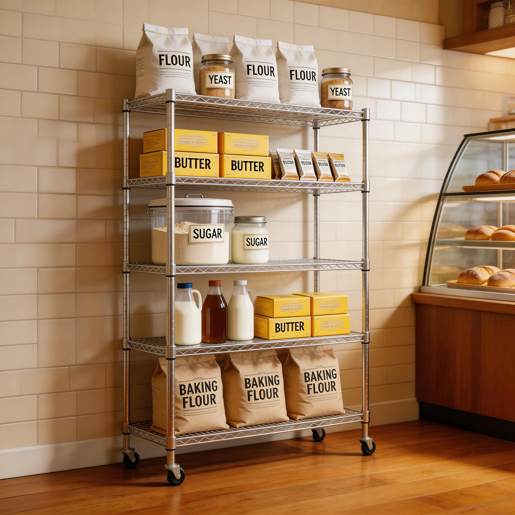Heavy-Duty Adjustable Wire Shelving Unit with Wheels & Levelers for workshop, garage, storage, or utility use
