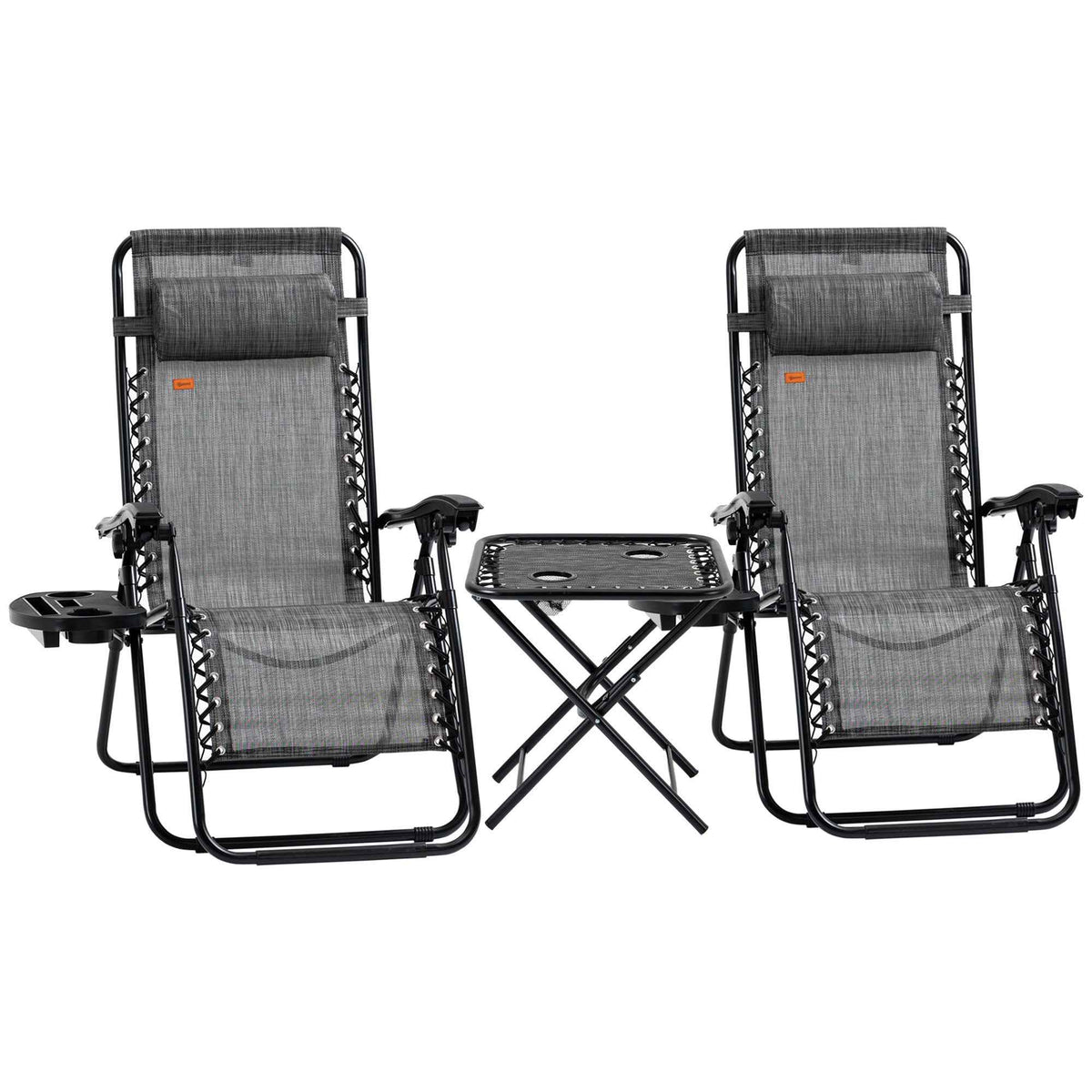 Outsunny Zero Gravity Chair Set with Side Table and Cup Holder detail image 20