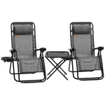Outsunny Zero Gravity Chair Set with Side Table and Cup Holder detail image 20