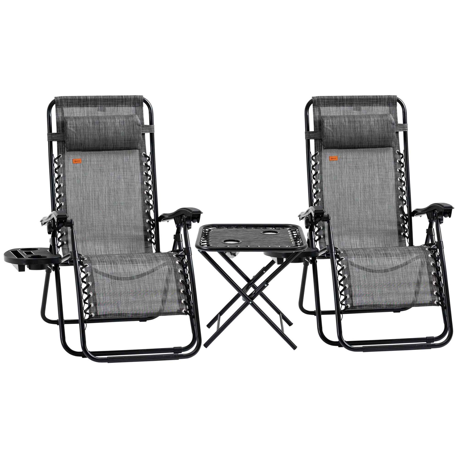 Outsunny Zero Gravity Chair Set with Side Table and Cup Holder detail image 20