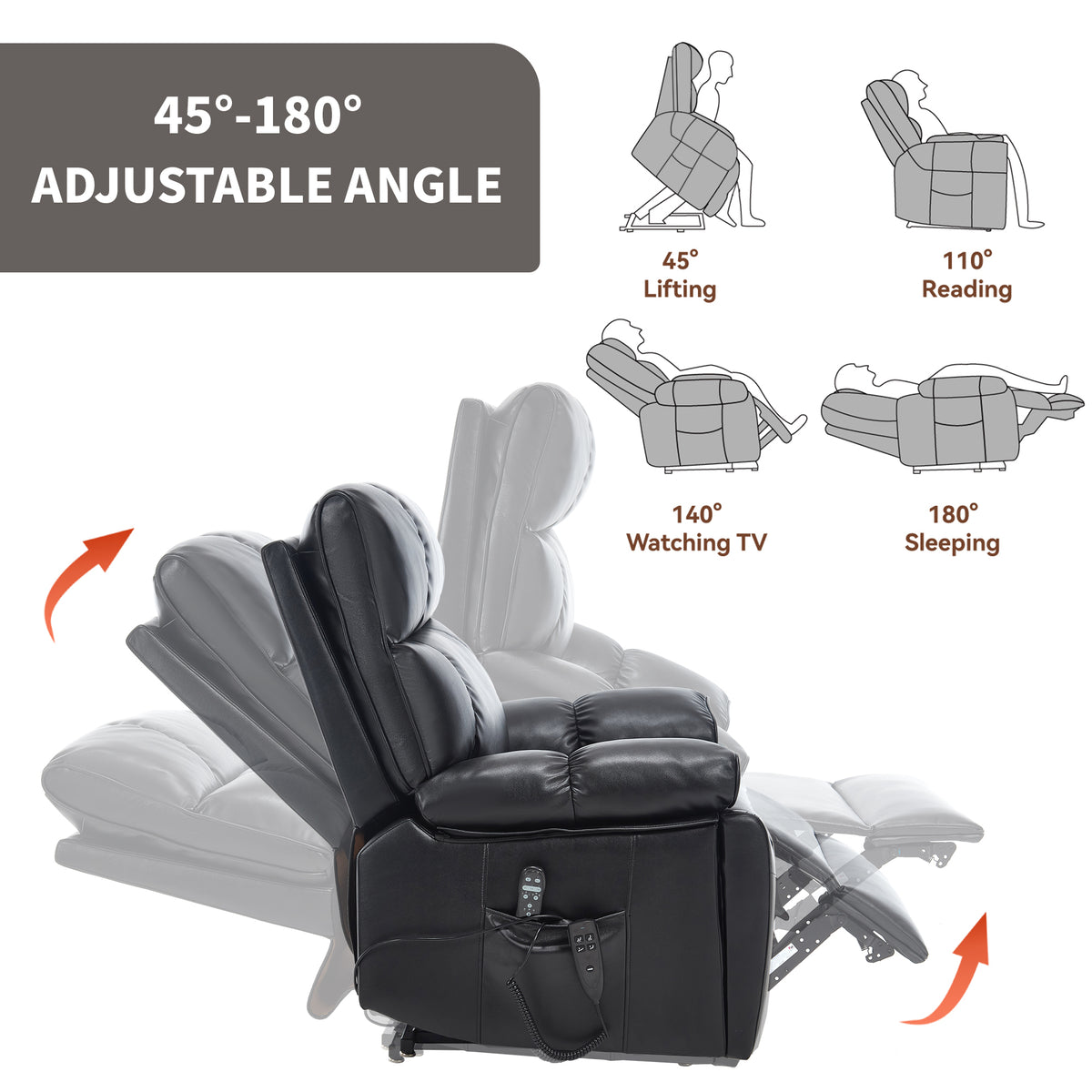 Dual-Motor Power Lift Recliner with Heat & Massage, 350 lb Capacity detail image 27