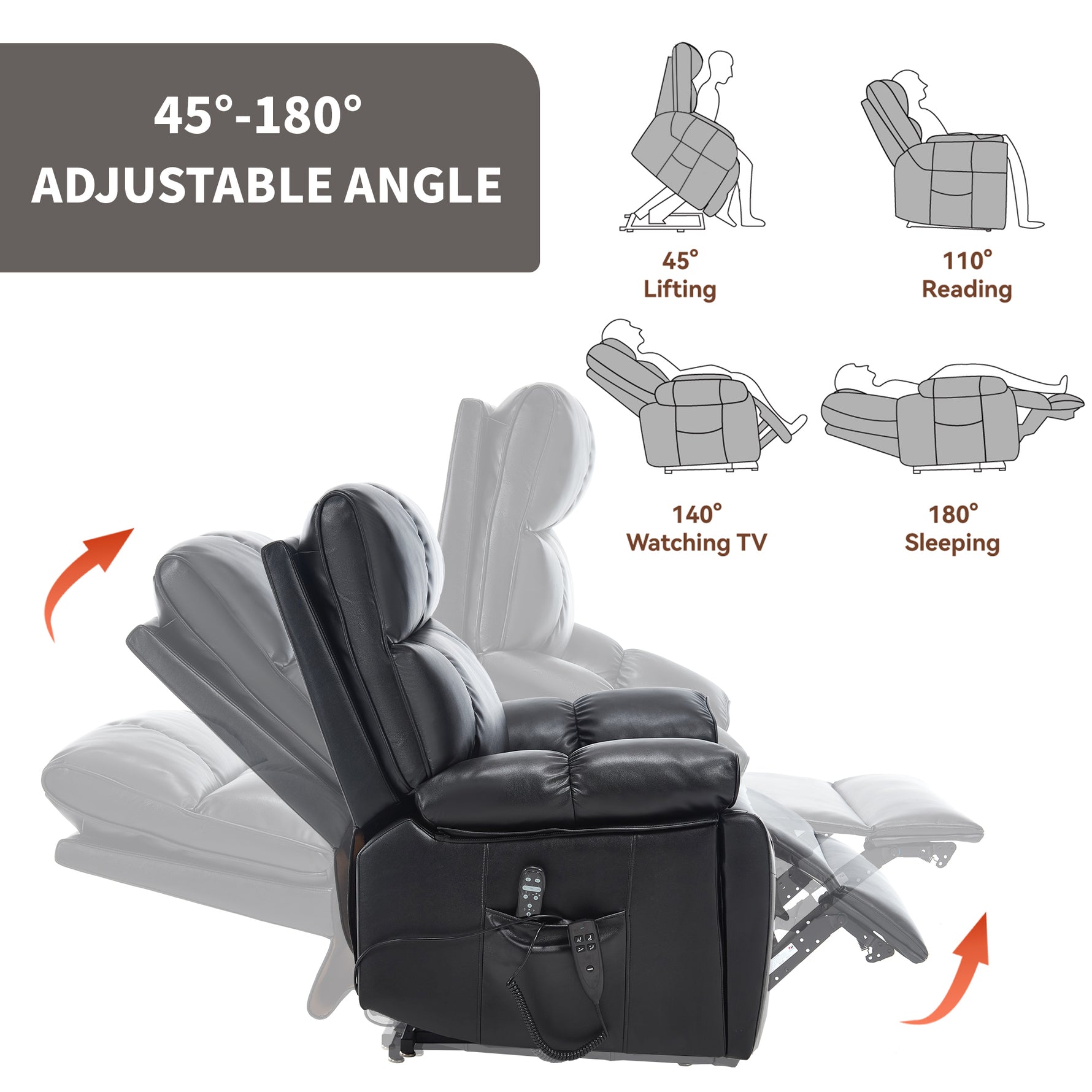 Dual-Motor Power Lift Recliner with Heat & Massage, 350 lb Capacity detail image 27