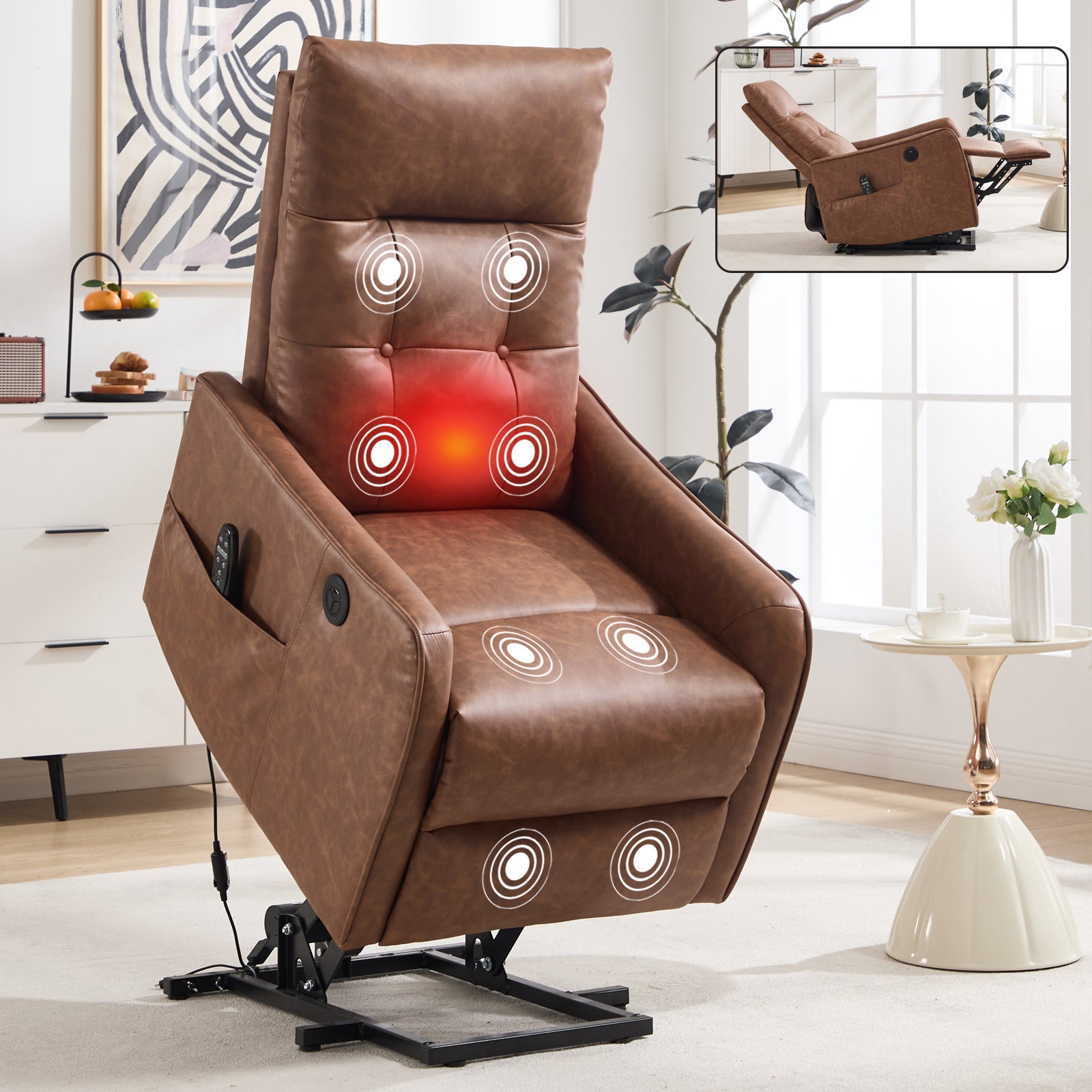 Single Motor Power Lift Recliner Chair with Massage & Heat detail image 101