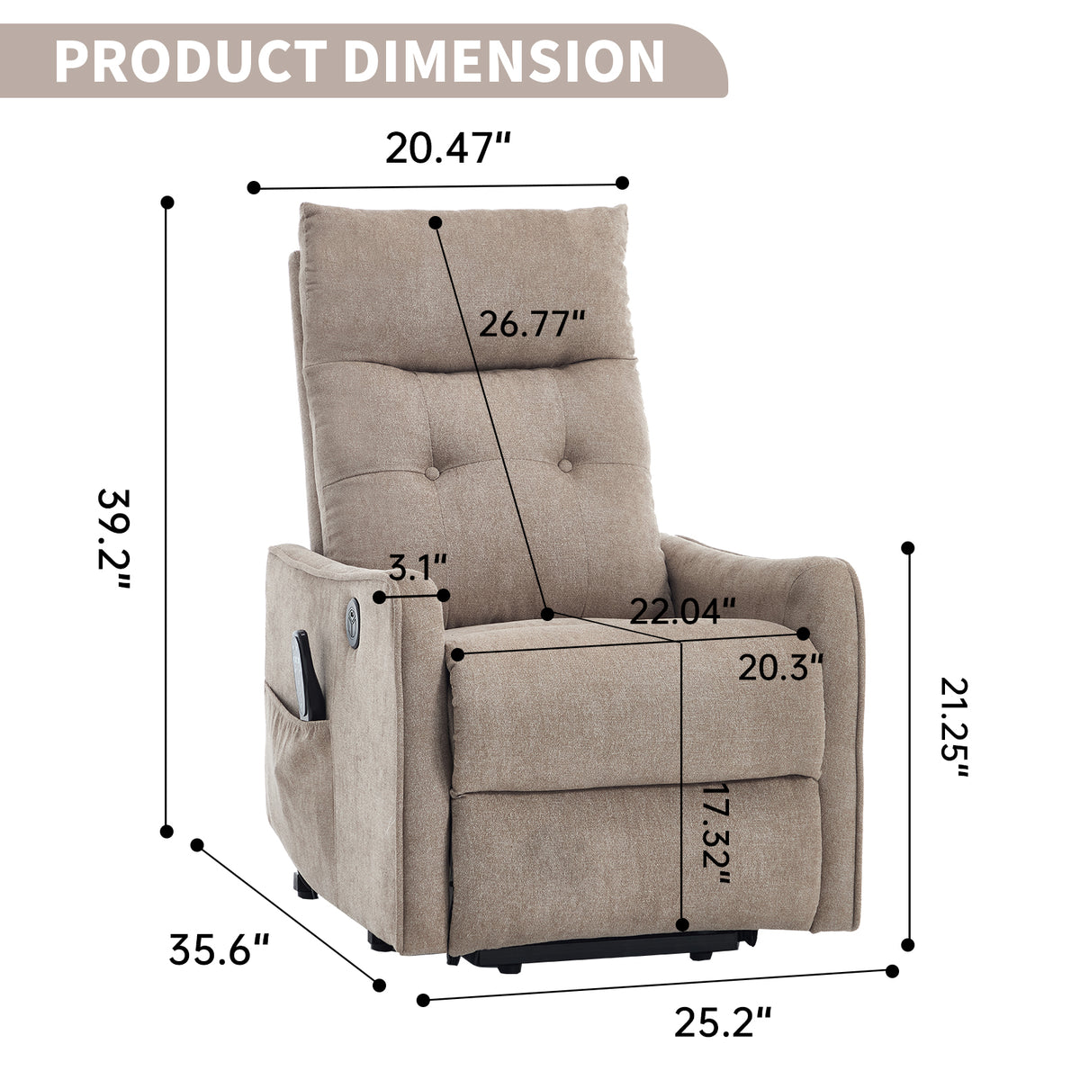 Single Motor Power Lift Recliner Chair with Massage & Heat detail image 31