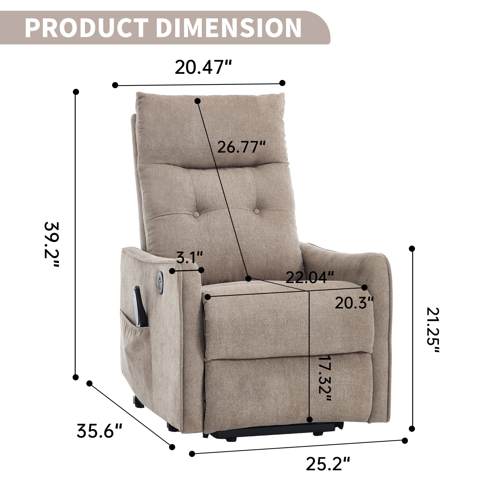 Single Motor Power Lift Recliner Chair with Massage & Heat detail image 31