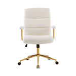Textured Boucle Gold Office Chair with Padded Arms workspace desk setup
