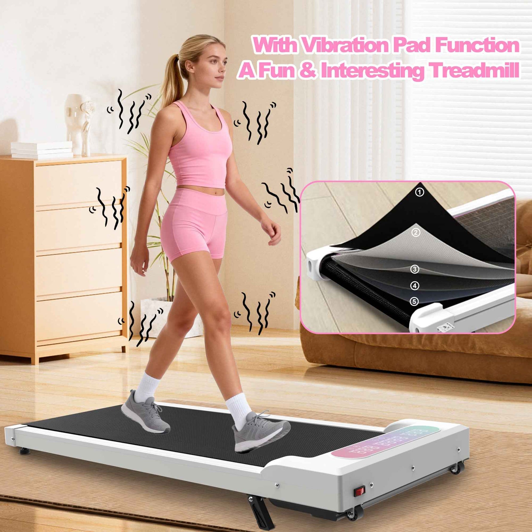 Foldable Under-Desk Walking Pad with Handlebar & Incline under-desk walking pad