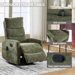 Heat Massage Manual Recliner Chair with Rocker and Swivel in Fabric for Living Room detail image 27