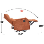 Heat Massage Manual Recliner Chair with Rocker and Swivel in Fabric for Living Room detail image 13