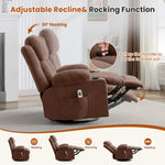 Swivel Rocker Recliner Chair with Vibration Massage, Heat, USB Port and Cup Holderrs detail image 6