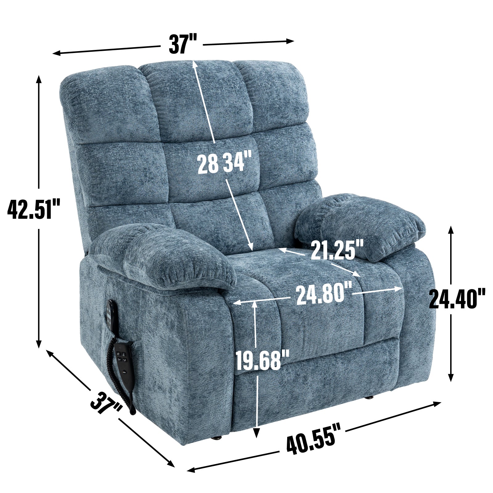 Dual-Motor Lift Recliner with Heat & Massage, 350 lb Capacity detail image 30