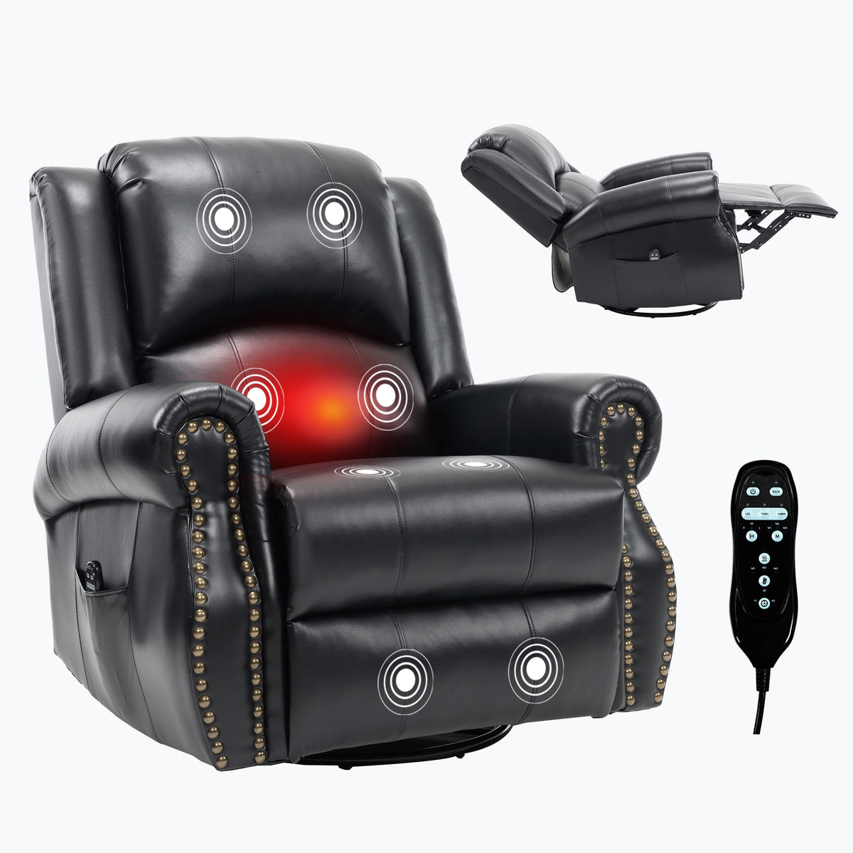 Heat Massage Manual Recliner Chair with Rocker and Swivel for Living Room detail image 99