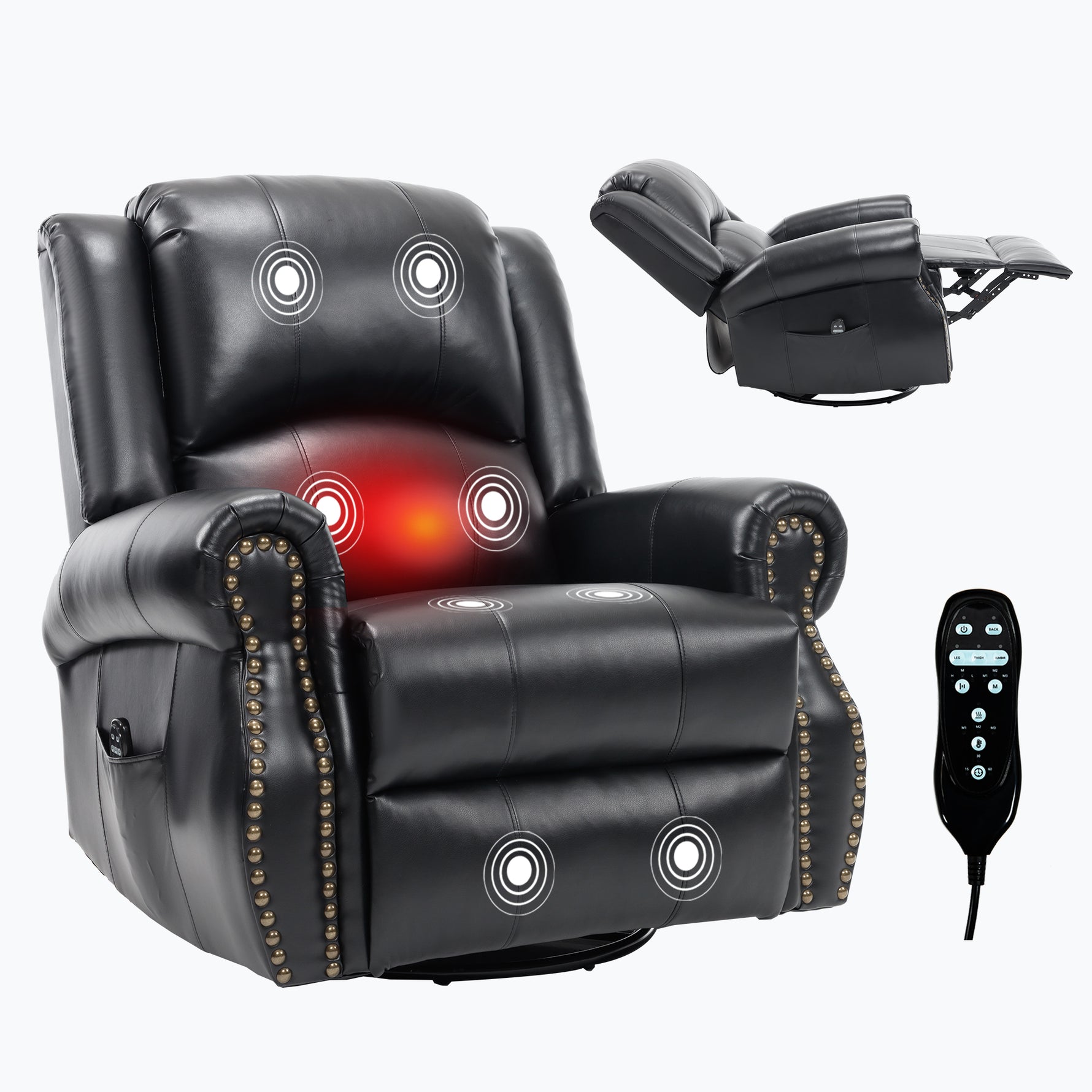 Heat Massage Manual Recliner Chair with Rocker and Swivel for Living Room detail image 99