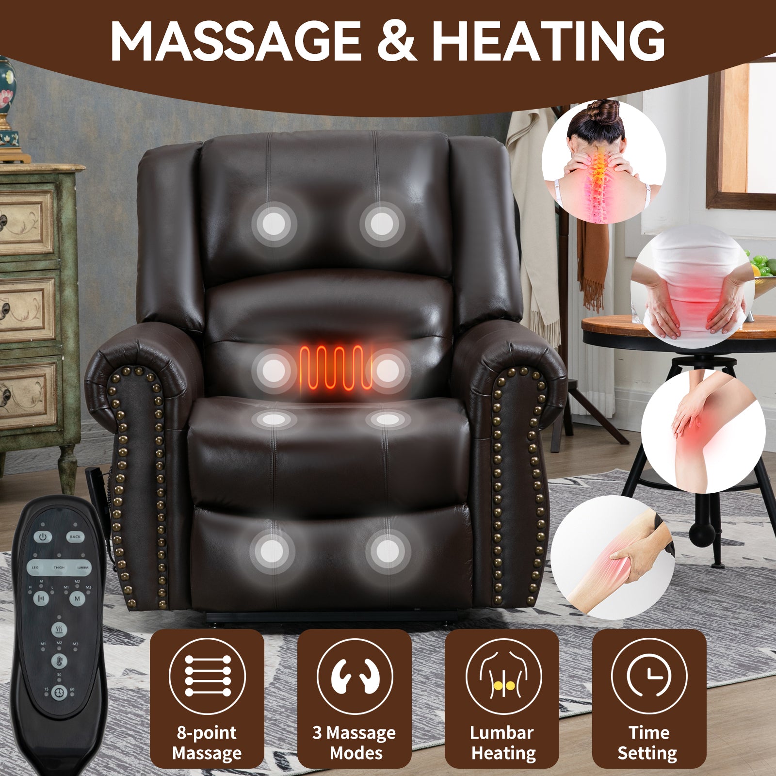 Dual-Motor Power Lift Heat & Massage Recliner detail image 16