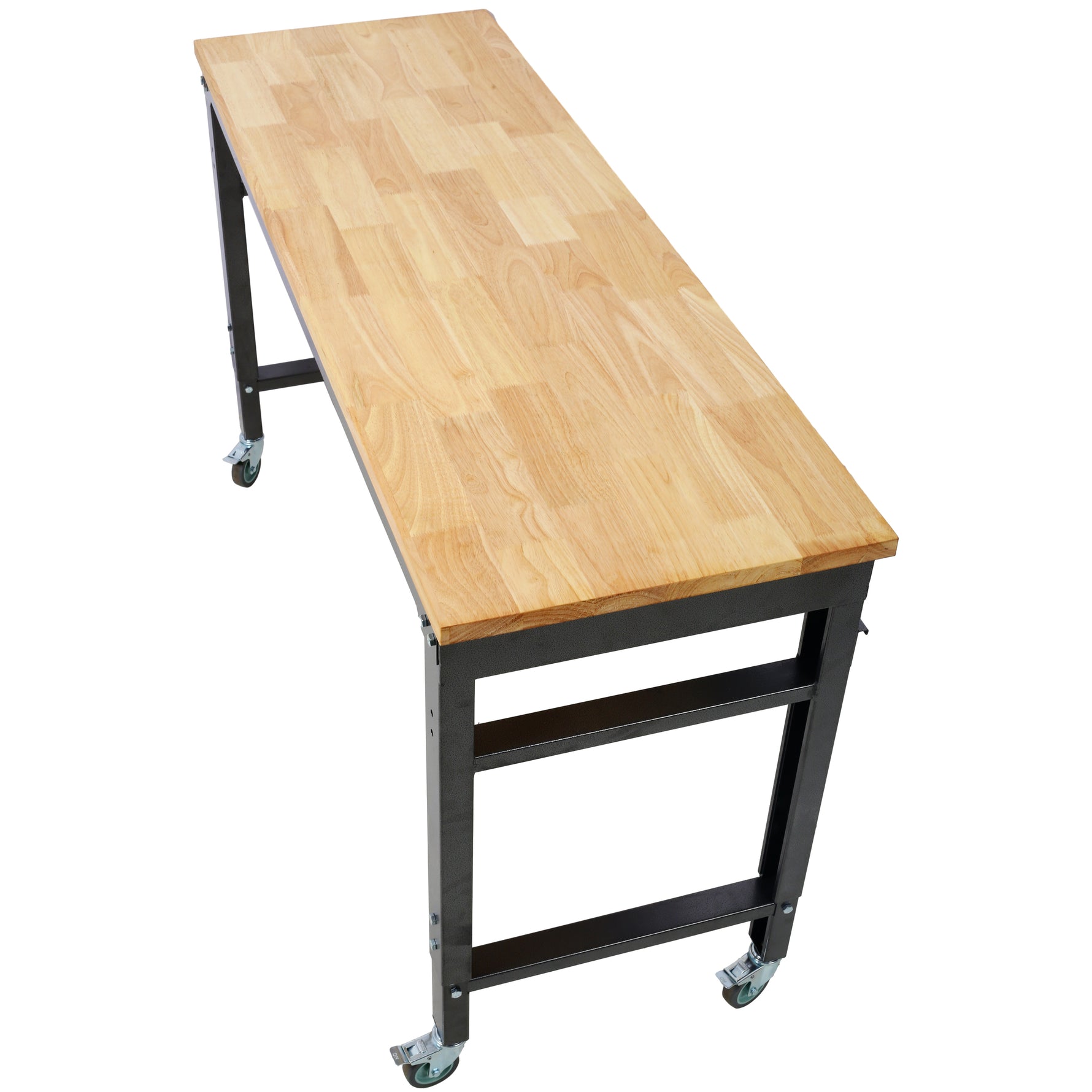60" Rolling Adjustable Workbench, Black Hammertone workshop project bench