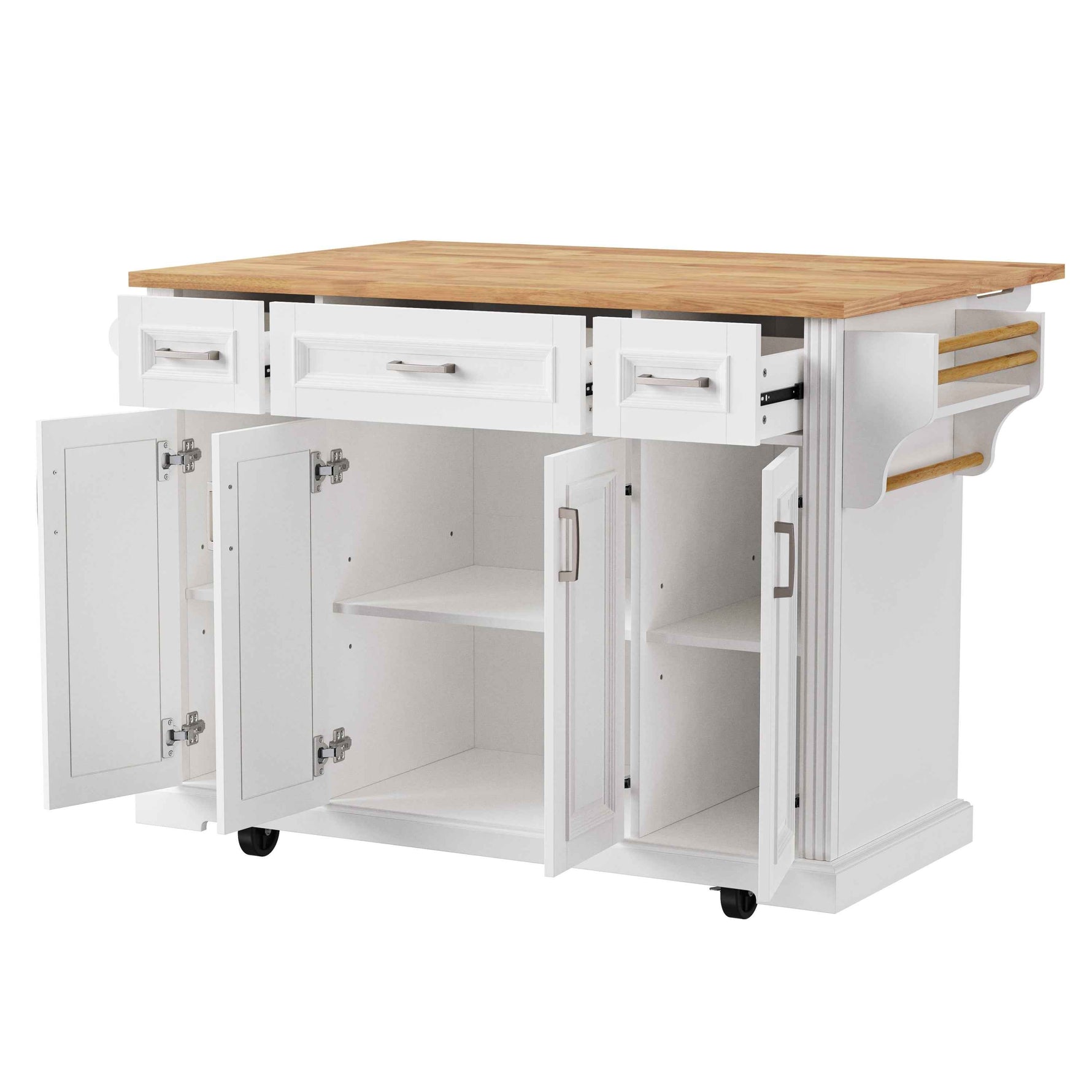 54 in. Rolling Kitchen Island with Drop Leaf & Storage product view 28