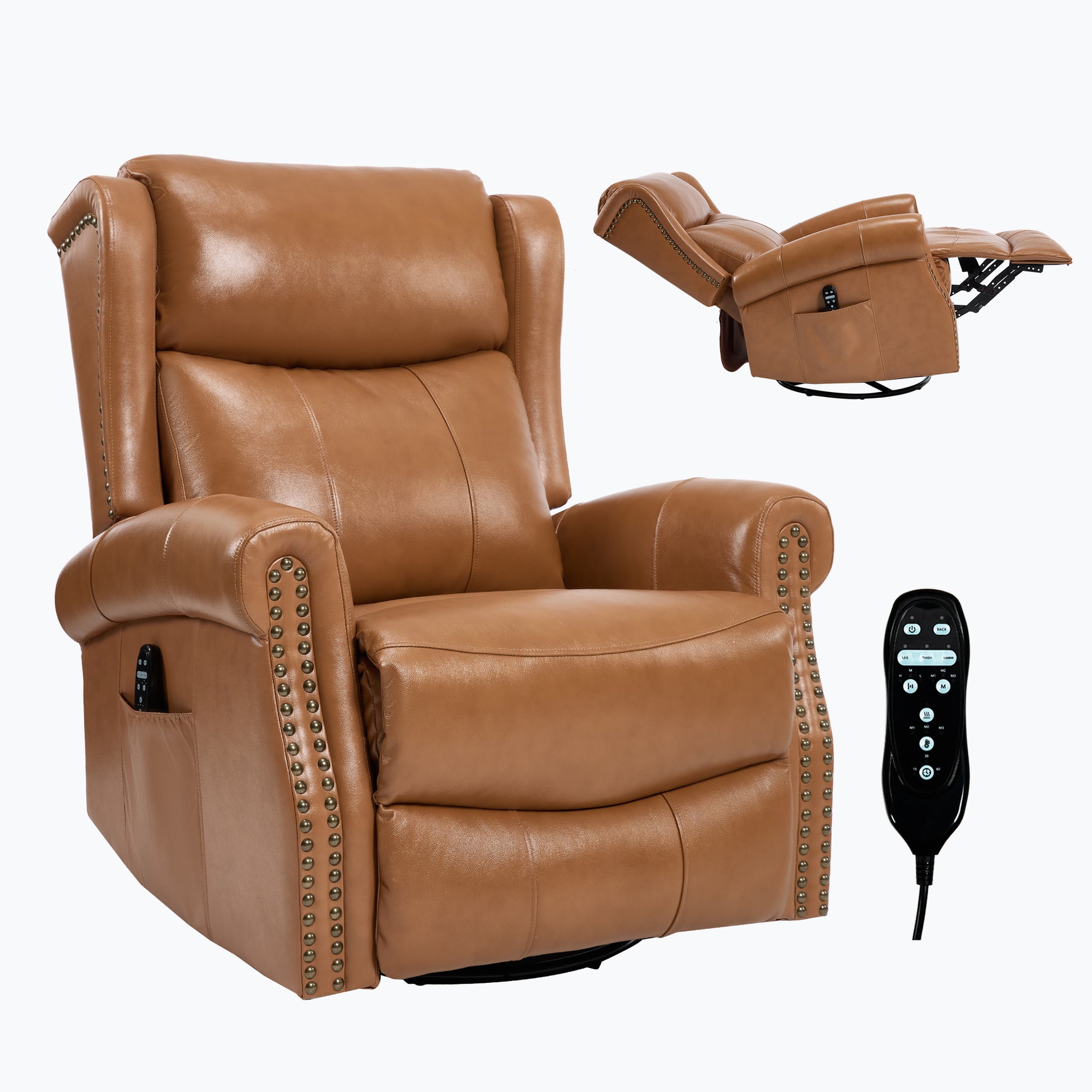 Heat Massage Manual Recliner Chair with Rocker and Swivel for Living Room detail image 82
