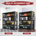Industrial Heavy-Duty Metal 5-Tier Adjustable Shelving Unit with Pegboard for workshop, garage, storage, or utility use