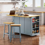 53 in. Farmhouse Kitchen Island with Power Outlet & Stools product view 60