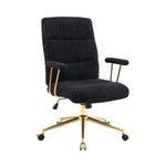 Textured Boucle Gold Office Chair with Padded Arms workspace desk setup