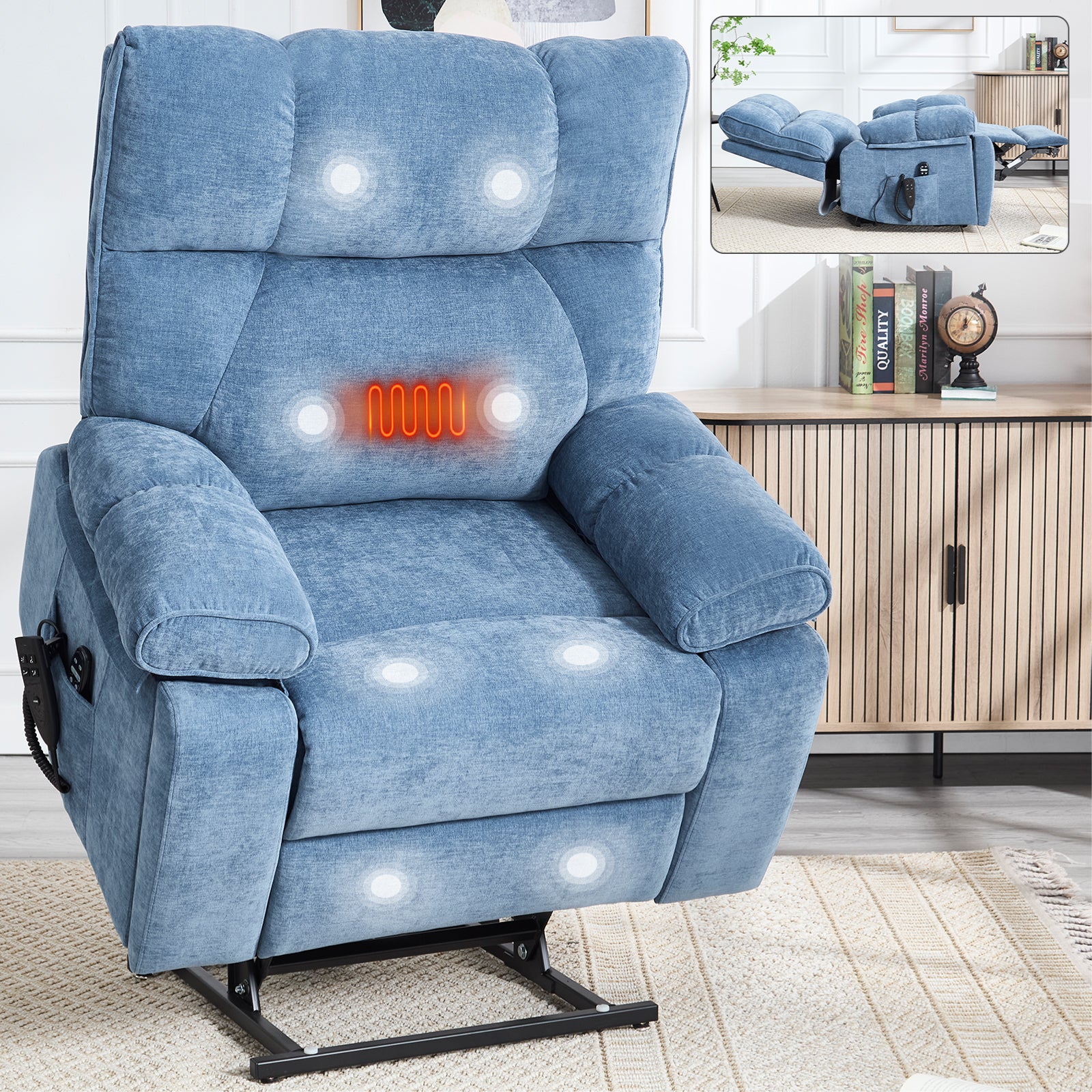 Dual-Motor Power Lift Recliner with Heat & Massage, 350 lb Capacity detail image 59