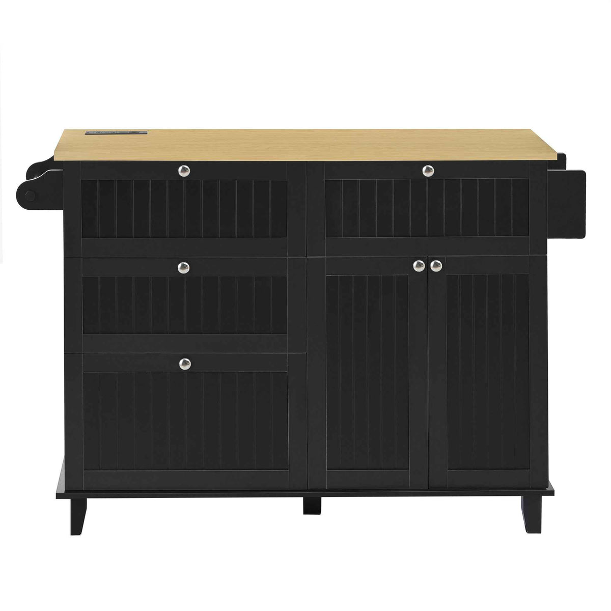 Farmhouse Kitchen Island with Drop Leaf, Power Outlet & 2 Seats product view 51