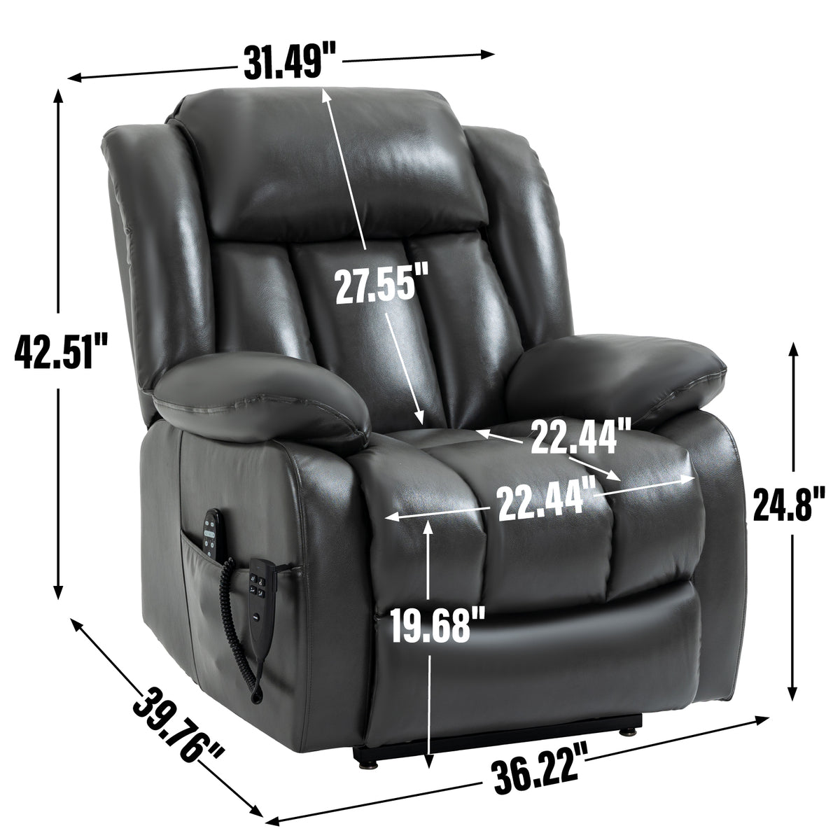 Dual-Motor Power Lift Heat & Massage Recliner detail image 56