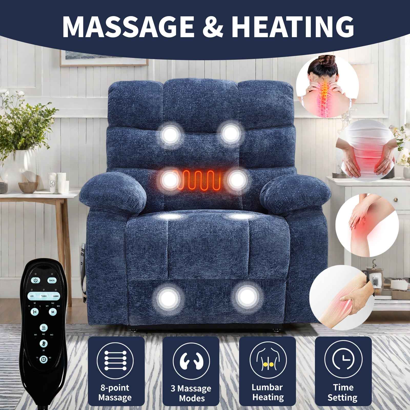Dual-Motor Lift Recliner with Heat & Massage, 350 lb Capacity detail image 74
