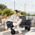 3-in-1 Folding Wagon Cart with Bench Seat & Storage for workshop, garage, storage, or utility use