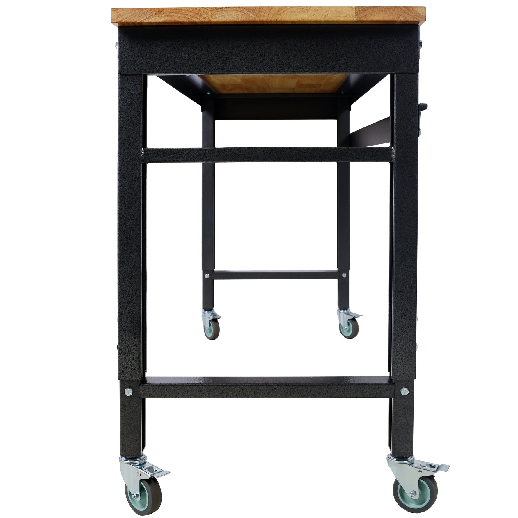 60" Rolling Adjustable Workbench, Black Hammertone workshop project bench