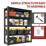 Industrial Heavy-Duty Metal 5-Tier Adjustable Shelving Unit with Pegboard for workshop, garage, storage, or utility use