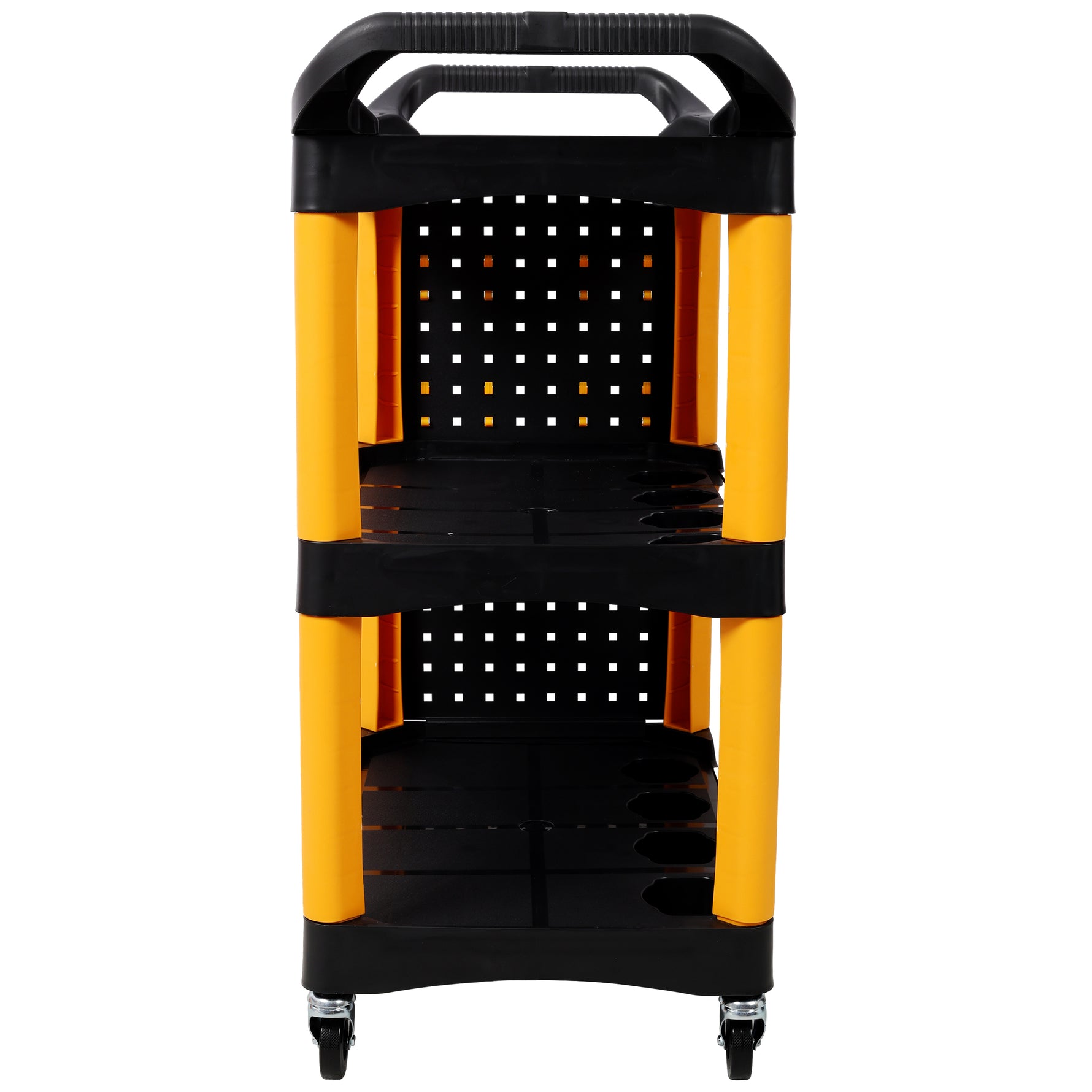 3-Tier Rolling Auto Detail Cart with Panel & Hooks for workshop, garage, storage, or utility use