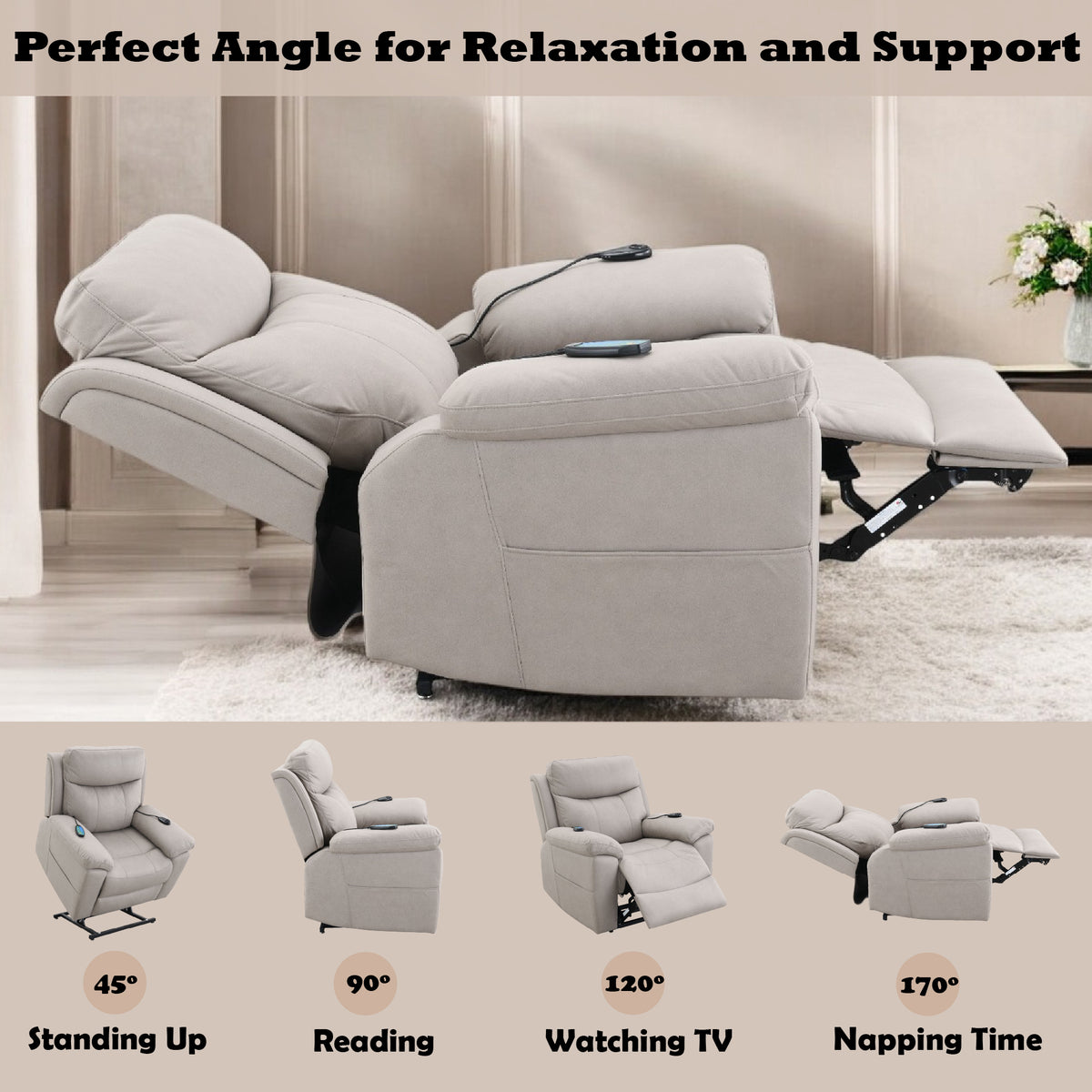 Chriki Power Recliner with Lift and Heating and Massage detail image 6