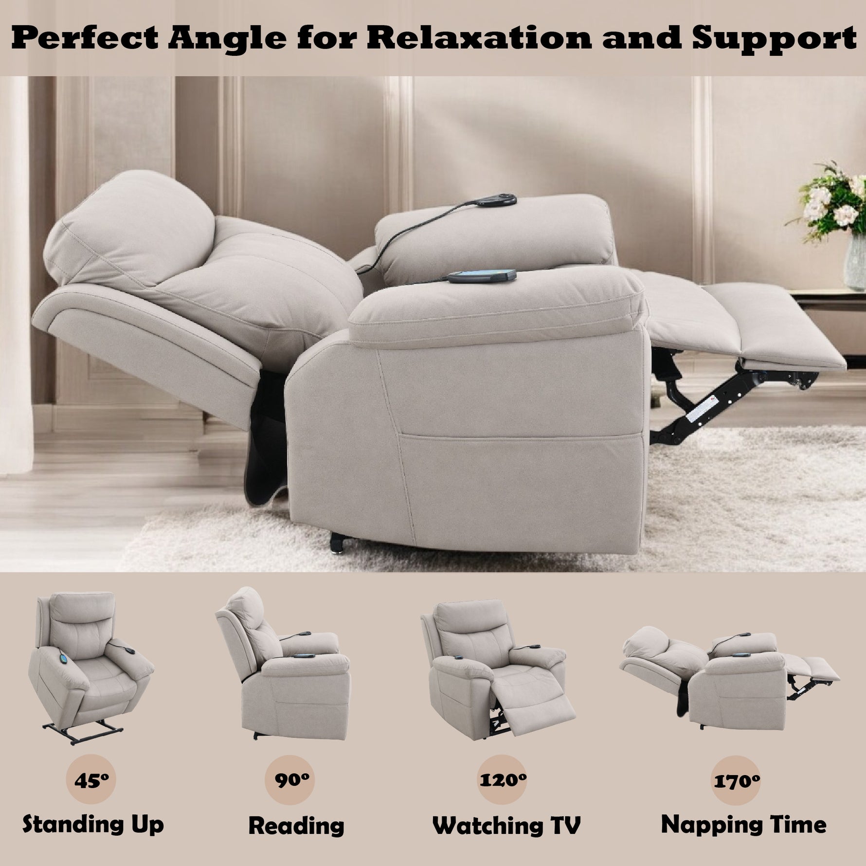 Chriki Power Recliner with Lift and Heating and Massage detail image 6