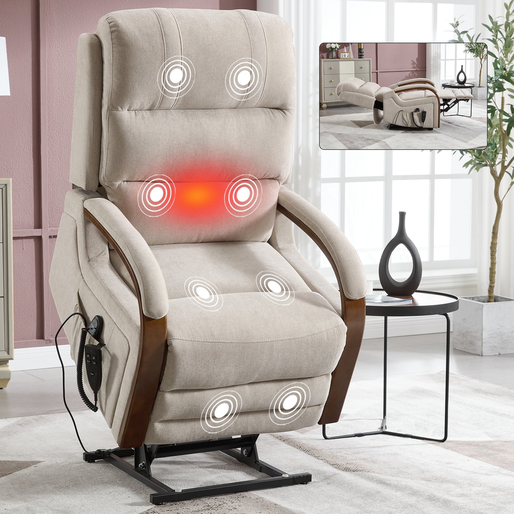 Power Chenille Lift Recliner Chair Dual Motor Infinite Position Up to 350 Pounds detail image 87