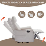 Heat Massage Manual Recliner Chair with Rocker and Swivel in Fabric for Living Room detail image 45