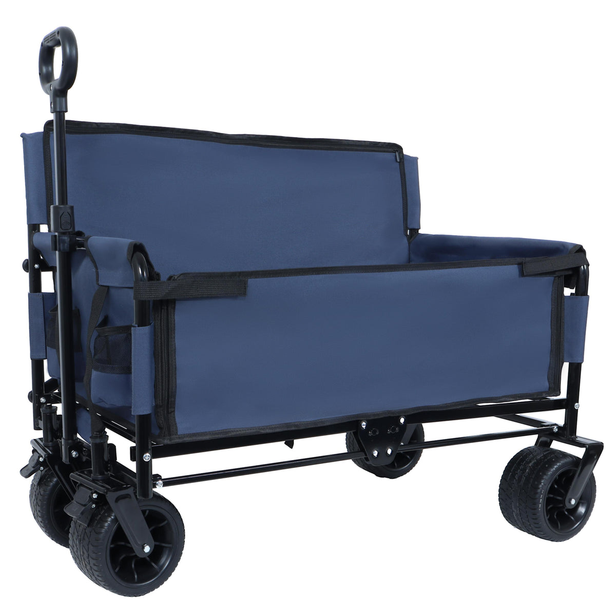 3-in-1 Folding Wagon Cart with Bench Seat & Storage for workshop, garage, storage, or utility use