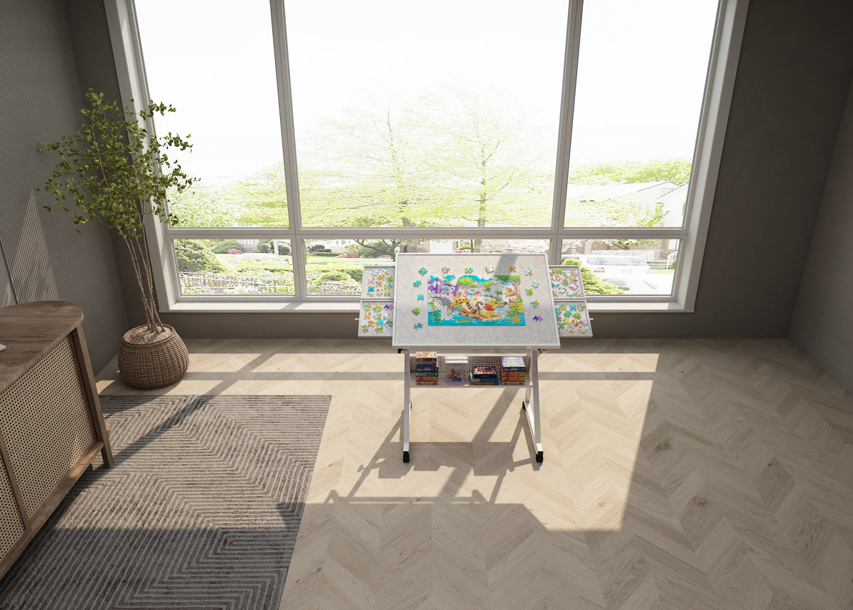 1500-Piece Rolling Jigsaw Puzzle Table with 4 Trays hobby and puzzle table