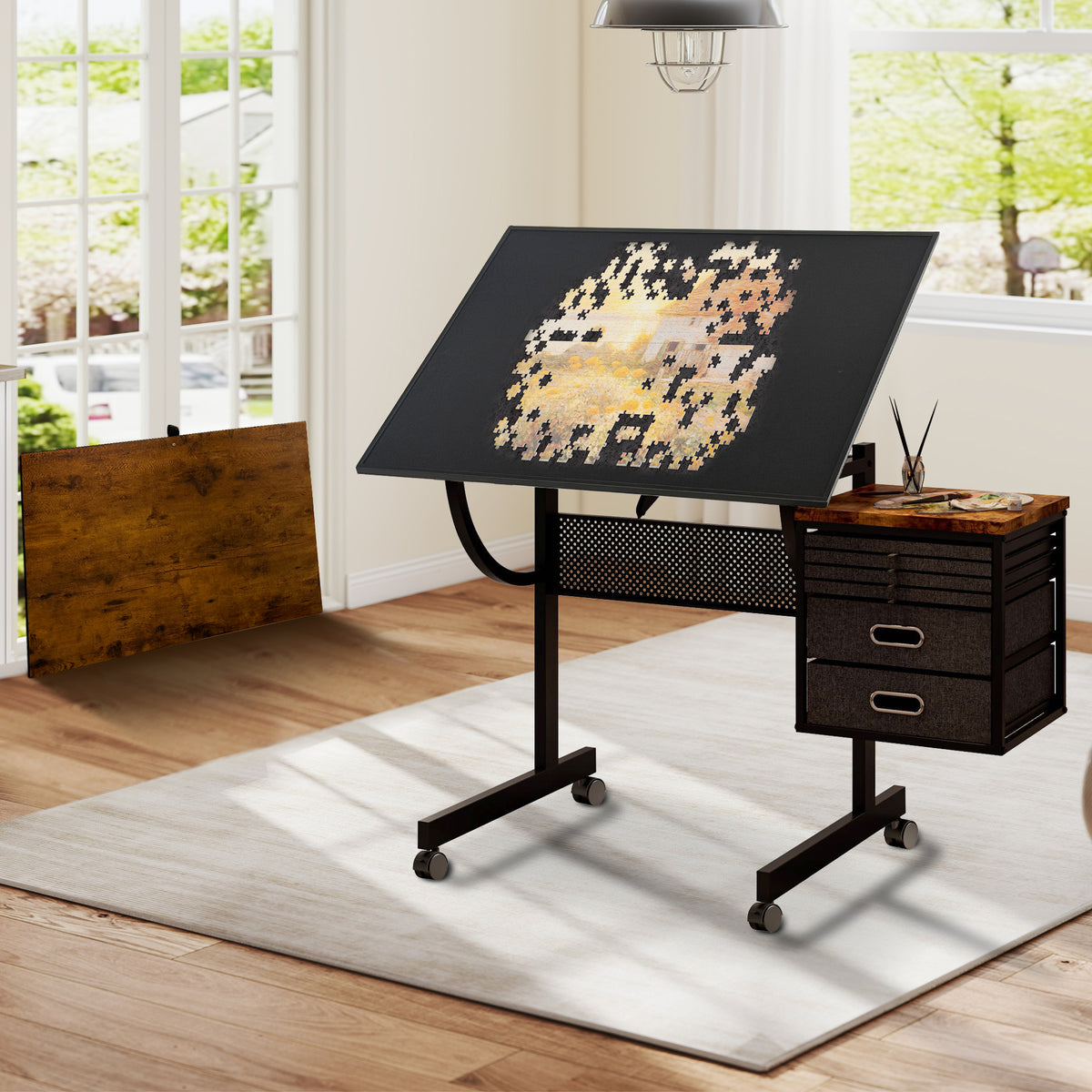 1500-Piece Rolling Jigsaw Puzzle Table with 4 Trays hobby and puzzle table