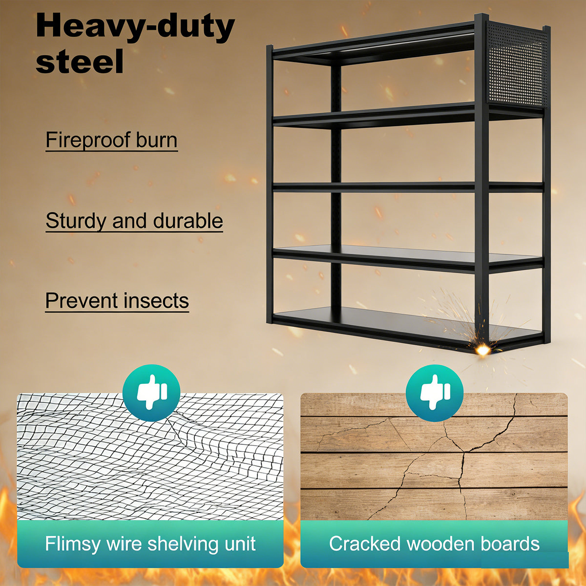 Heavy-Duty Adjustable Garage Shelving with Pegboard for workshop, garage, storage, or utility use
