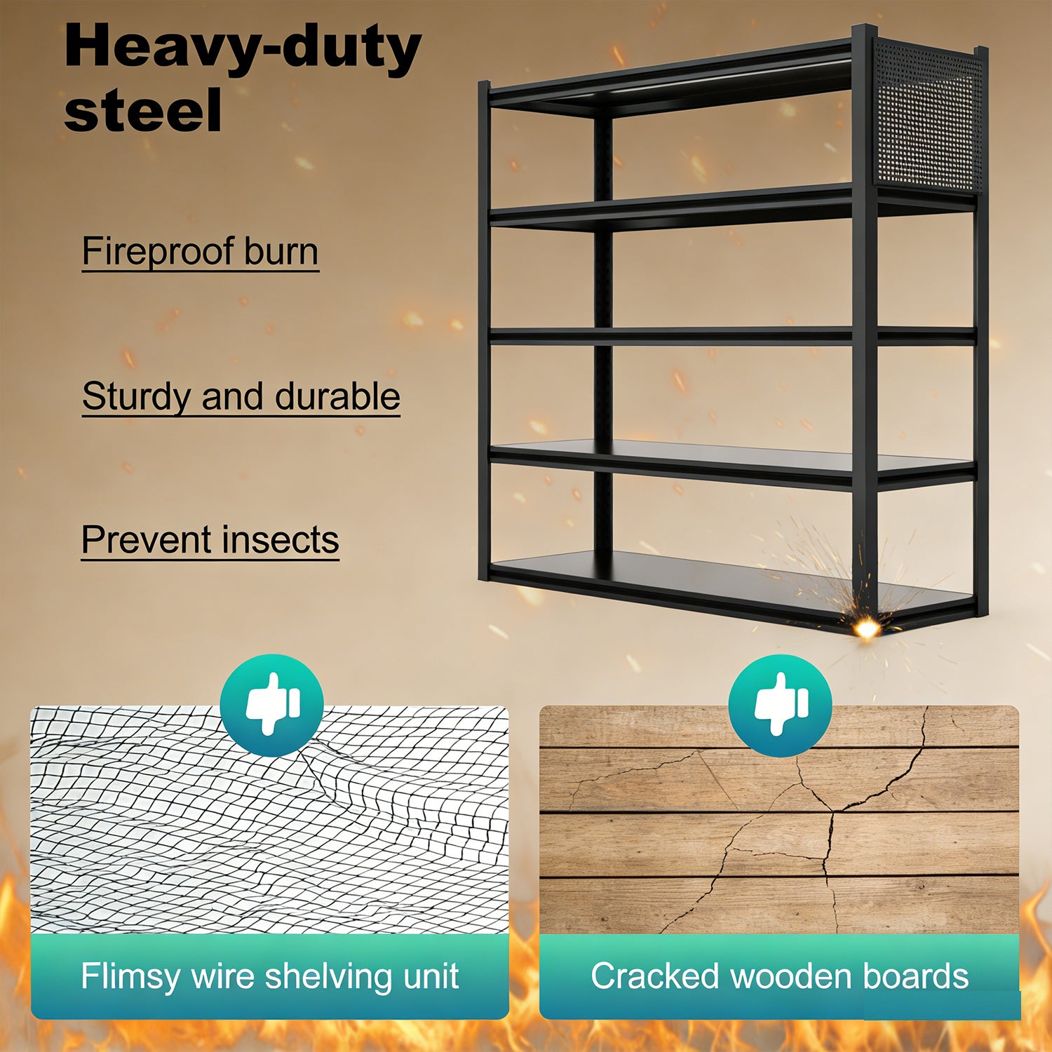 Heavy-Duty Adjustable Garage Shelving with Pegboard for workshop, garage, storage, or utility use
