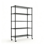 Heavy-Duty Adjustable Wire Shelving Unit with Wheels & Levelers for workshop, garage, storage, or utility use